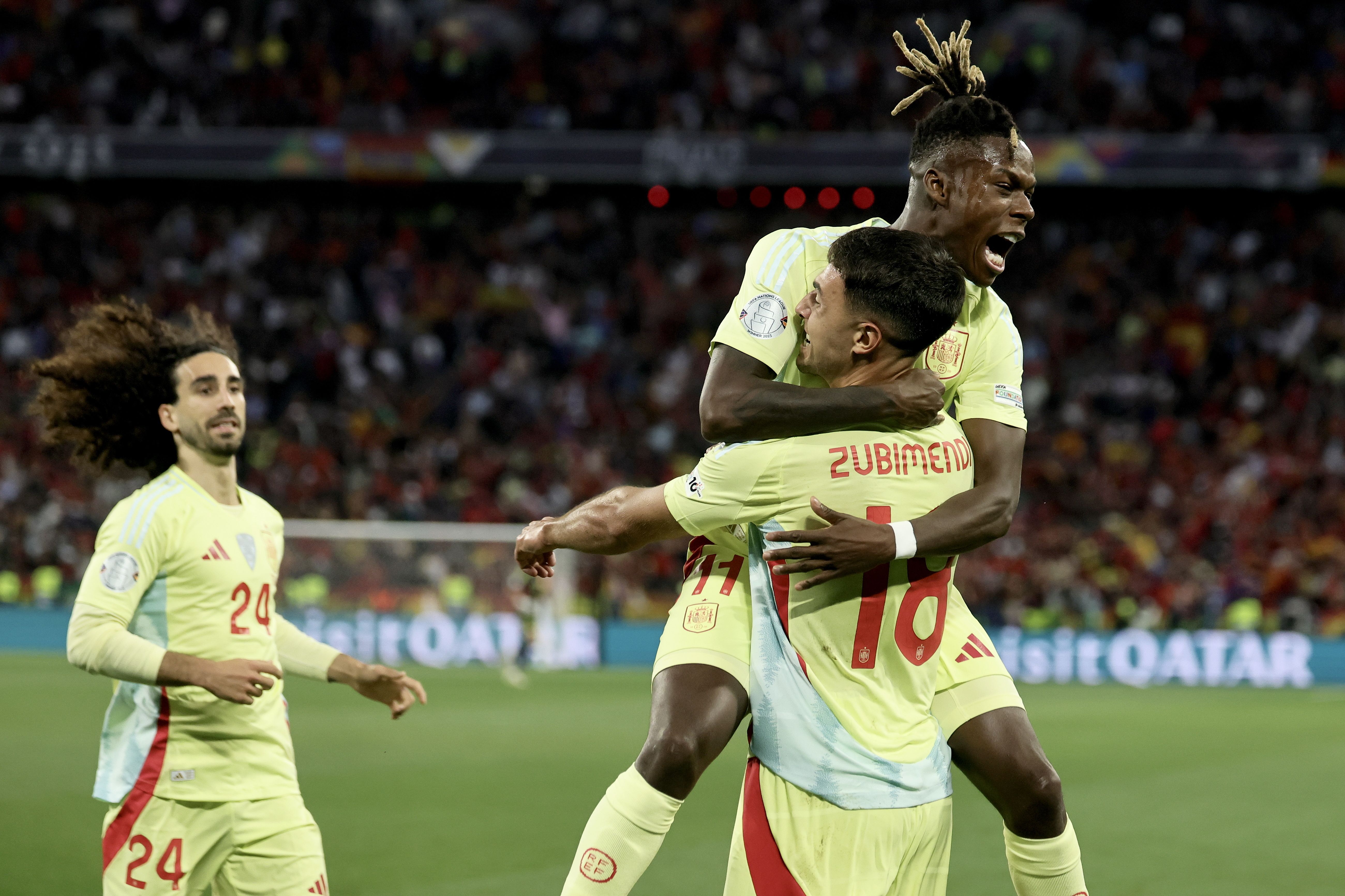 欧国联比赛中，球队表现出色夺得胜利